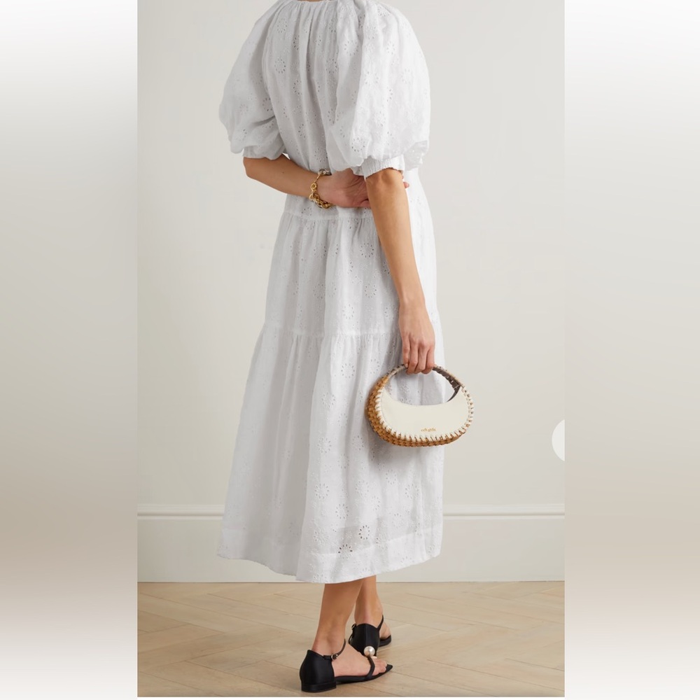 NWT $568 Frame V Neck Puff sleeve maxi dress white size X Small - Picture 3 of 12